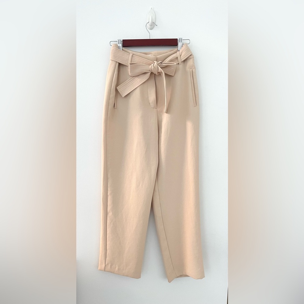Aritzia Wilfred Tie Front Pant in Flax Beige, Size 8
